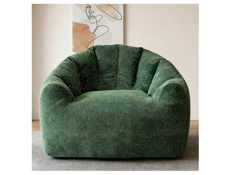  Fauteuil poire rond ergonomique en flanelle verte 86.30x99.00x64.70 cm  - Conforama B