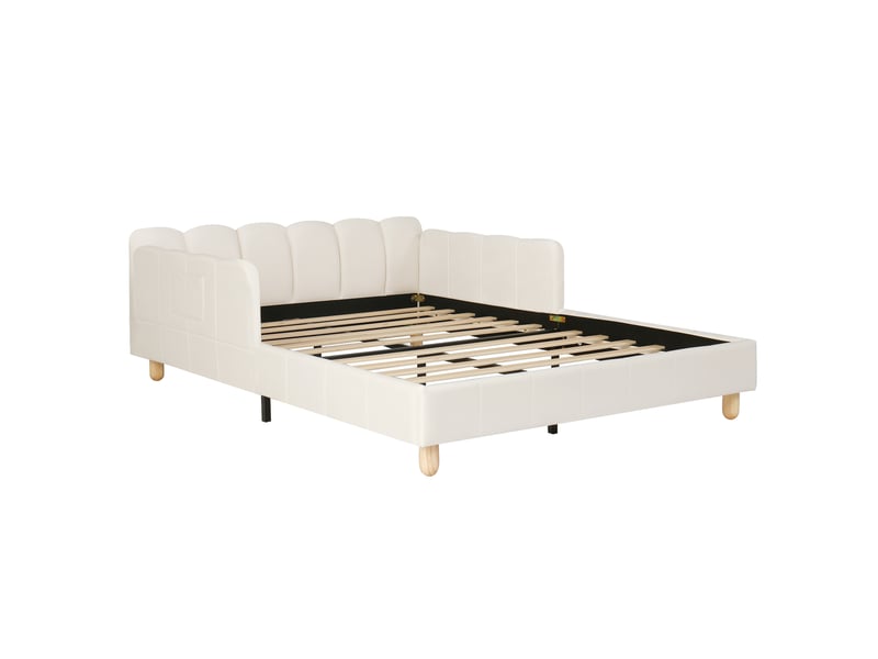  Lit enfant en velours beige 140 x 200 cm  - Conforama A
