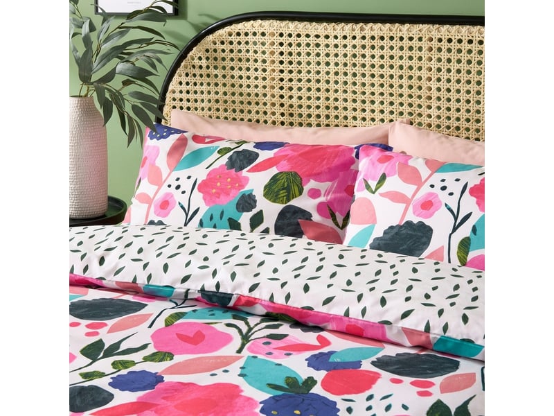  Parure de lit 240x260 cm percale de coton floral collage - kate merritt PD25539 - Conforama C