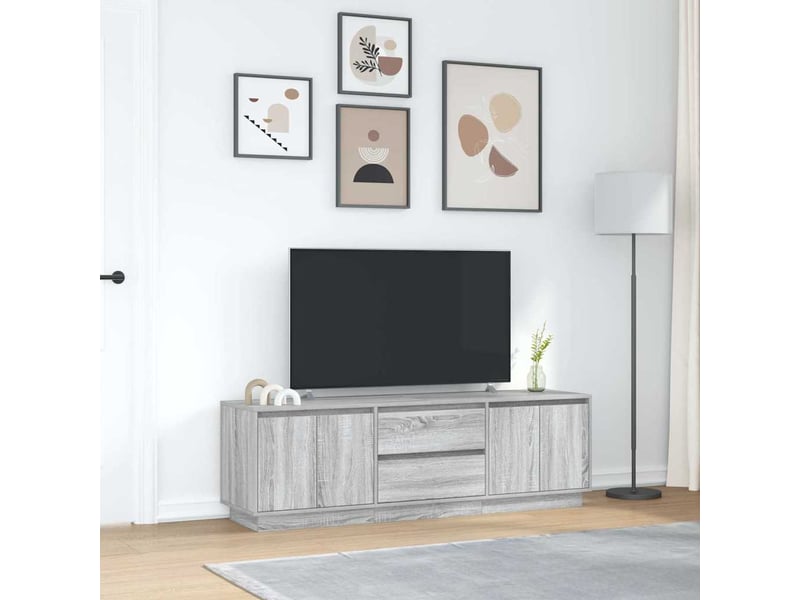  Meuble tv - banc tv - meuble de rangement avec lumières led sonoma gris 160,5x41x50 cm  - Conforama D