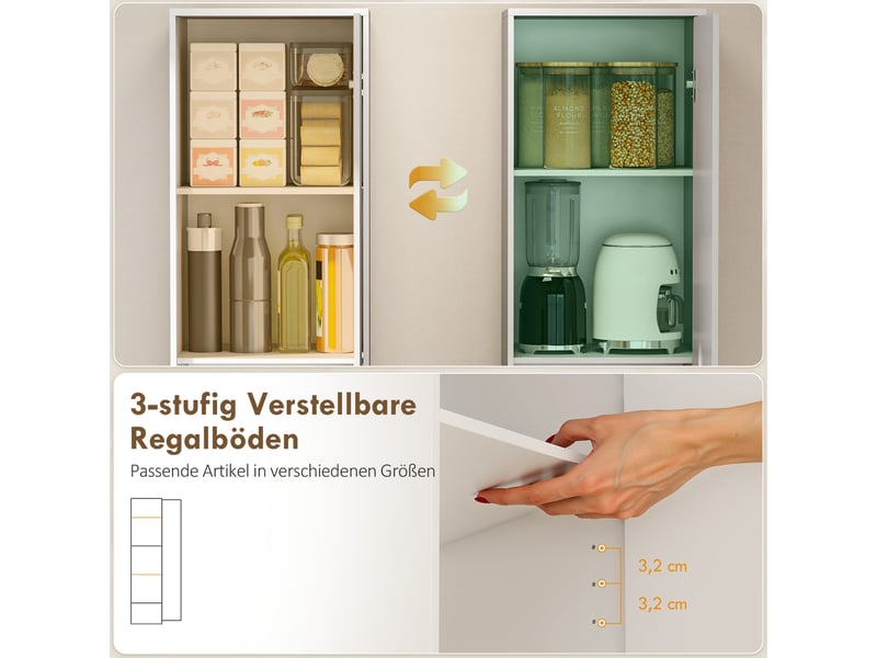 Meuble de cuisine à 5 niveaux, étagères réglables, pour salon, cuisine, cellier, en bois blanc.  - Conforama E