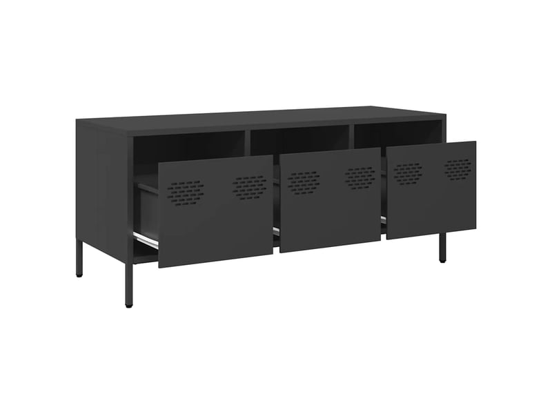  Meuble tv - banc tv - meuble de rangement noir 101,5x39x43,5 cm acier laminé à froid  - Conforama E