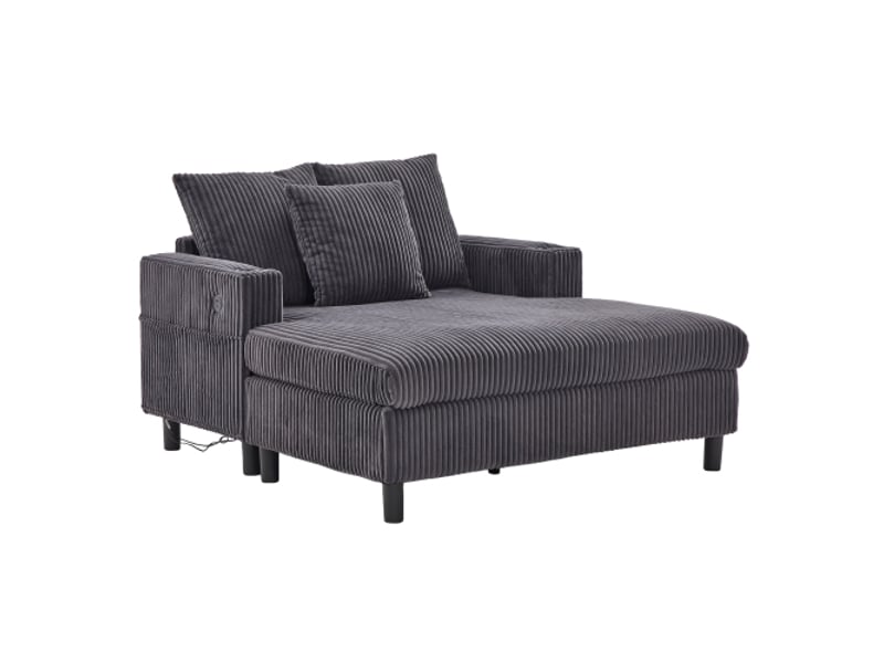  Chaise longue généreuse avec porte-gobelets, usb et led d'ambiance – idéale pour salon, chambre et véranda  - Conforama A