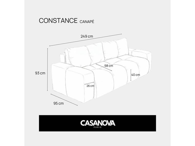  Constance - canapé droit convertible tissu chenille 3 places vert  - Conforama C