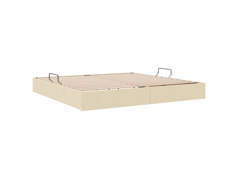  Lit double- lit adulte -  cadre de lit ottoman avec stockage crème 200 x 200 cm tissu  - Conforama D