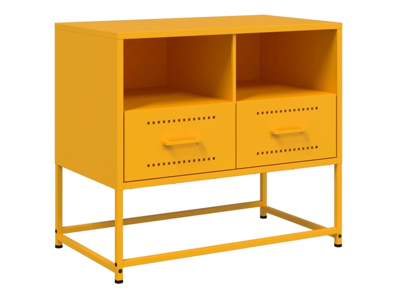  Meuble tv - banc tv - meuble de rangement jaune moutarde 68x39x60,5 cm acier  - Conforama A