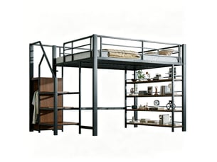 Lit mezzanine 140x200 cm <strong>HAUSS SPOLE</strong>  <strong></strong> coloris noir