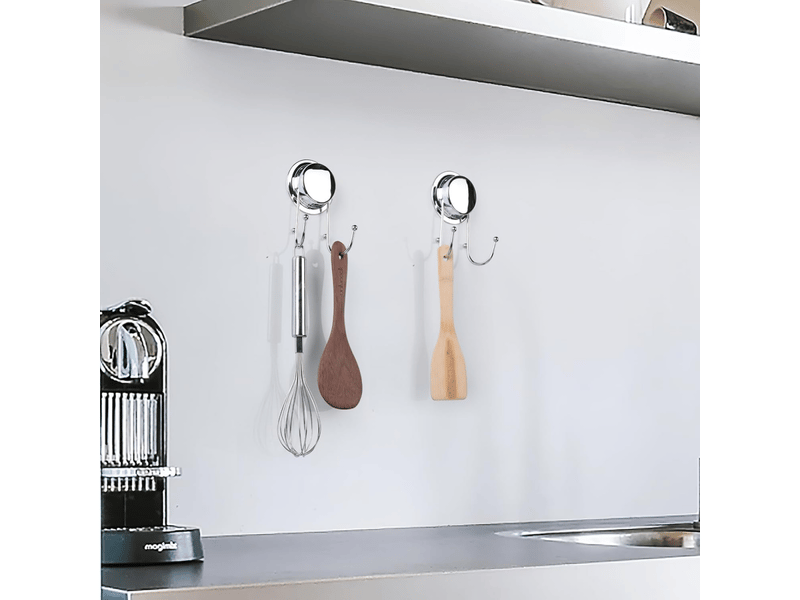  Crochet ventouse extra fort, mural en acier inoxydable pour cuisine et salle de bain (argenté, gris AM001272LJL - Conforama D