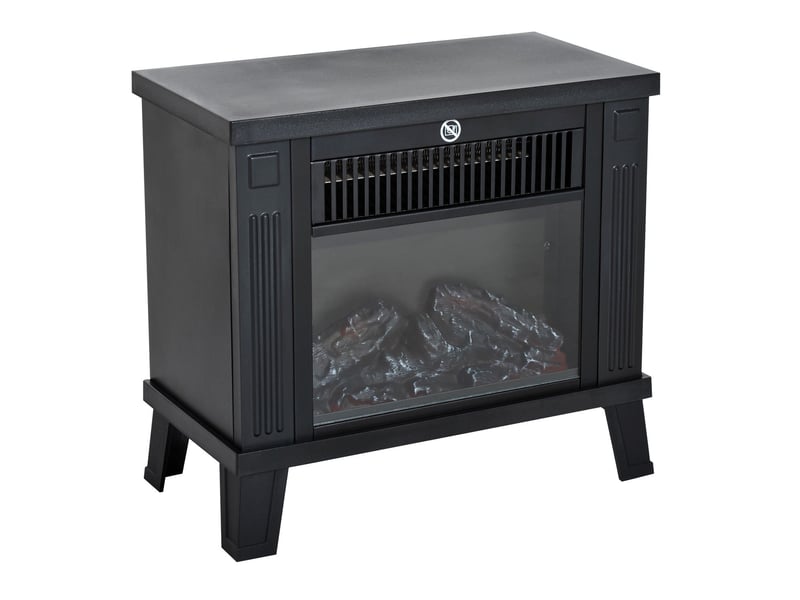  Cheminée électrique, poêle électrique, cheminée autoportante avec effet flamme, 6001200 w, métal, noir, 34 x 17 x 31 cm  - Conforama A