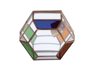 Abrila granadino plafonnier rustique 1 x e27, métal bronze doré et verre multicolore, 27 x 27 cm