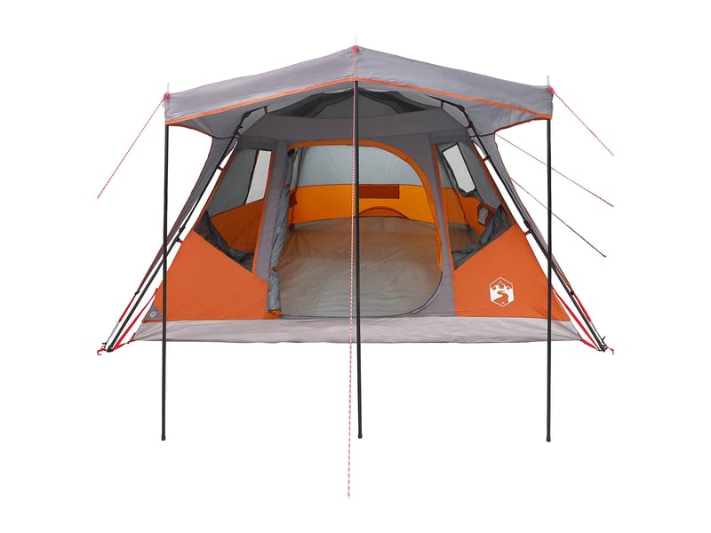 Tente de camping, tente familiale gris et orange 6 personnes polyester et acier - Conforama D