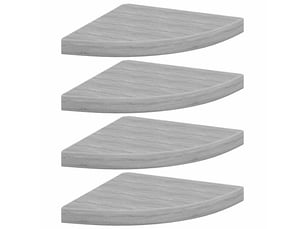 Lot de 4 étagères d'angle murales, étagères suspendues gris béton 35x35x3,8 cm mdf cf42784