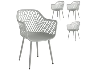 Fauteuil de jardin 56 x 51 x 84 cm accoudoirs 4 pièces résistance aux uv plastique dossier gris