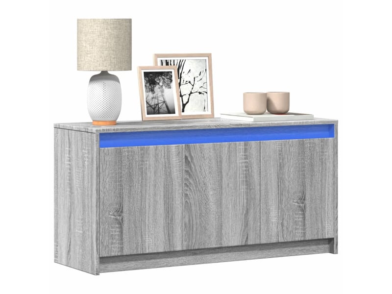 Meuble tv - banc tv - meuble de rangement avec led sonoma gris 100x34x50 cm bois d'ingénierie - Conforama B