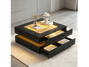 Table basse carré(e) coloris noir <strong>WISHDOR</strong> <strong></strong> - 70 cmx70 cm