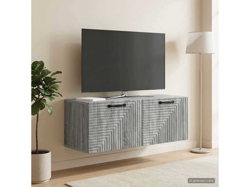 Meuble tv - banc tv - meuble de rangement mural sonoma gris 78,5 x 31 x 30 cm bois d'ingénierie  - Conforama D