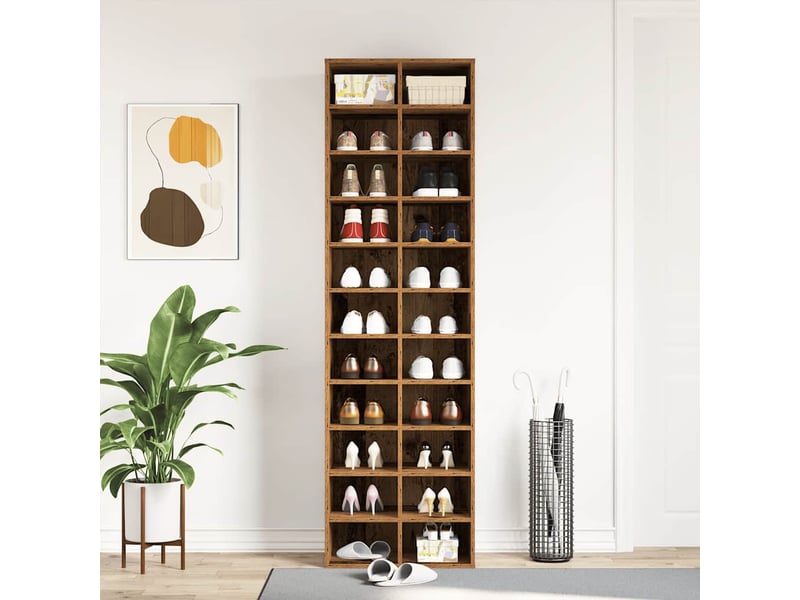  Meuble à chaussure, armoire à chaussures vieux bois 54x34x183 cm bois ingénierie  - Conforama D