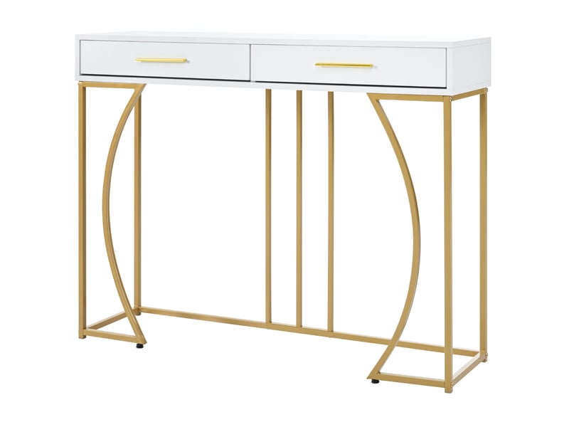  Console 110x32x85 cm 2 tiroirs mdf métal blanc et doré  - Conforama A