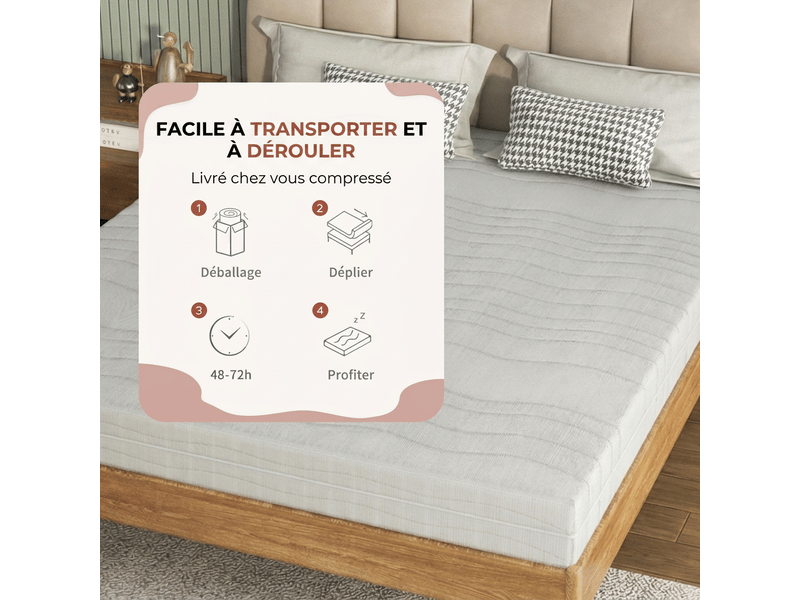  Matelas en mousse 160x200 ergonomique avec housse 3d lavable, 13 cm  - Conforama C