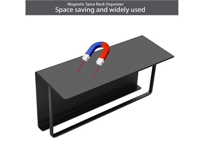  Etagère réfrigérateur, 2 pièces étagère à épices réfrigérateur magnétique organisateur de réfrigérateur economie espace pour la cuisine, noir  - Conforama E