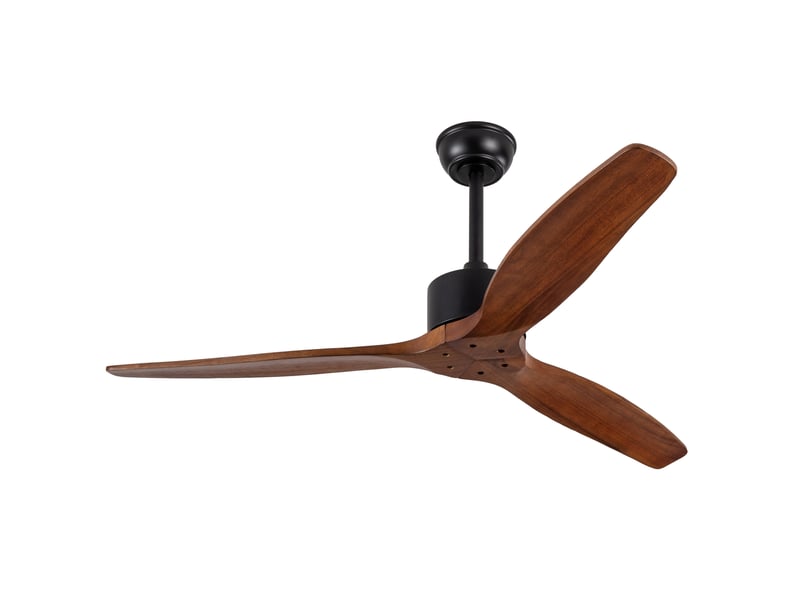  Ventilateur de plafond 132 cm sans éclairage en bois noyer foncé et noir avec télécommande  - Conforama A