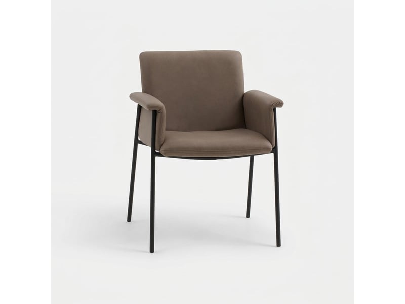  Lot de 4 chaises de salle à manger en simili cuir valeria - marron  - Conforama D