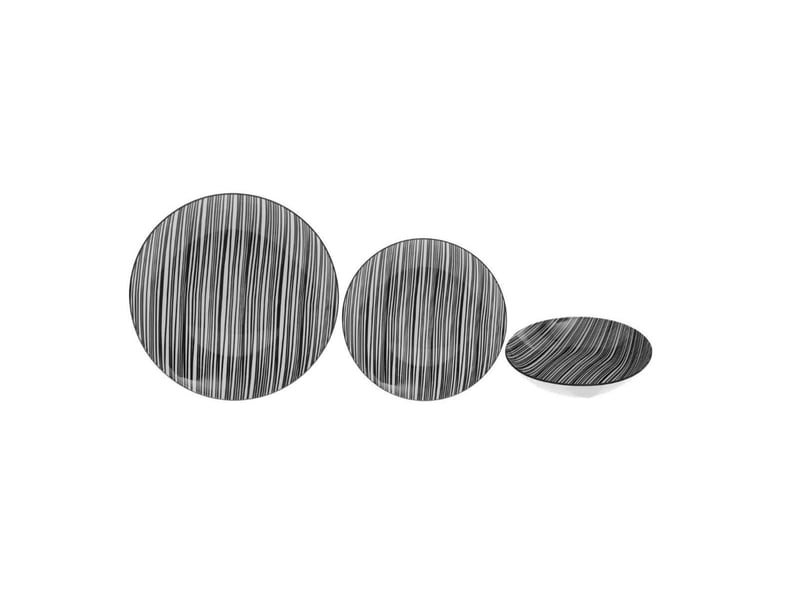 Service de table 18 pièces bohemia zèbre 27cm noir  - Conforama E