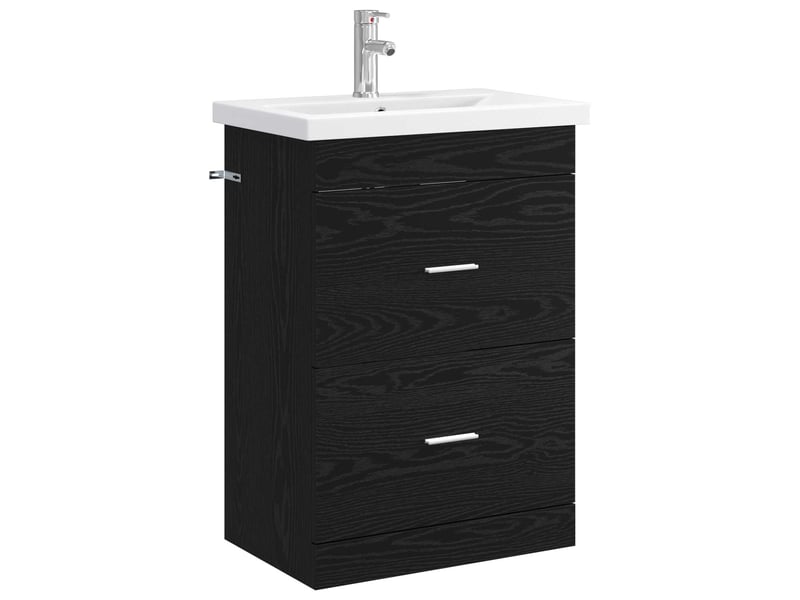  Ensemble de mobilier de salle de bain chêne noir shl8703  - Conforama A