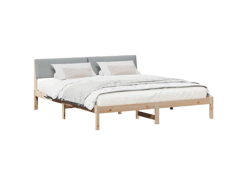  Lit double- lit adulte -  cadre de lit avec tête de lit marron et gris clair 200 x 200 cm  - Conforama B