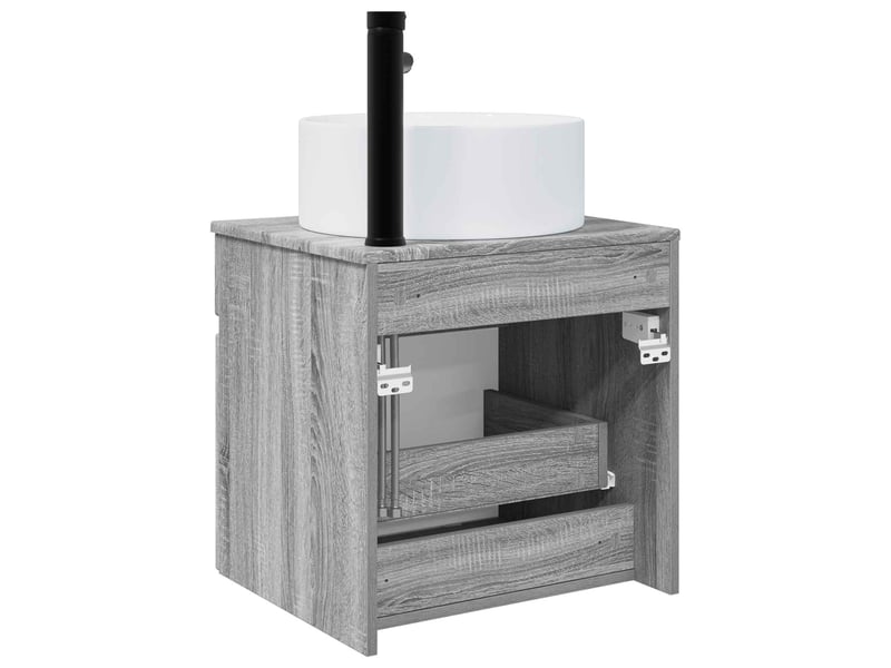  Meuble de lavabo mural, rangement salle de bain sonoma gris 49x44.5x65.5 cm  - Conforama D