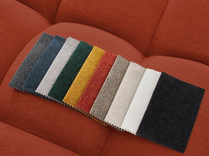 Bobochic canapé droit convertible coffre everest tissu texturé avec pouf orange EVEREST - Conforama C