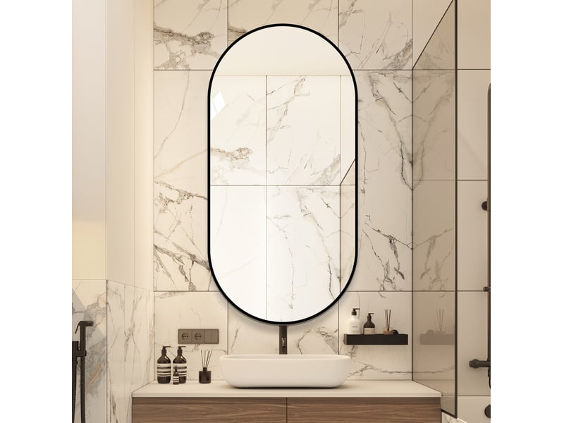  Miroir mural capsule 60x120 cm montage vertical ou horizontal cadre noir  - Conforama B