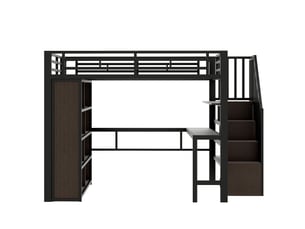 Lit mezzanine 140x200 cm <strong>ZOVIRA</strong>  <strong></strong> coloris noir