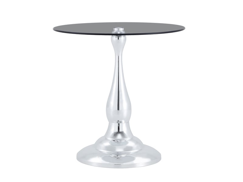  Table d'appoint ronde 50x50x51,5 cm en verre trempé et métal argent  - Conforama A
