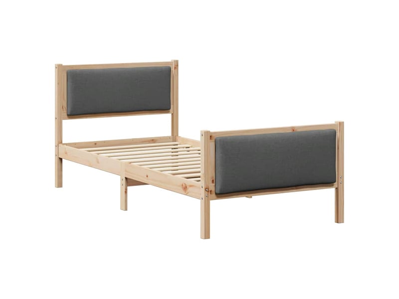  Lit simple- lit adulte -  cadre de lit avec tête de lit gris foncé 100 x 200 cm tissu  - Conforama A