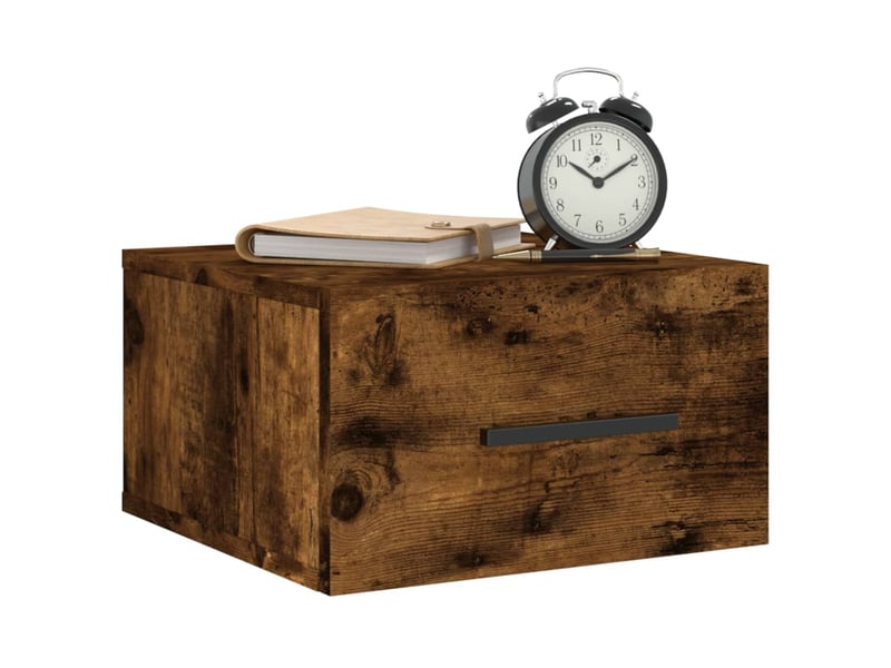  Table de chevet chanmbre, table d'appoint murale chêne fumé 35x35x20 cm shl7019  - Conforama C