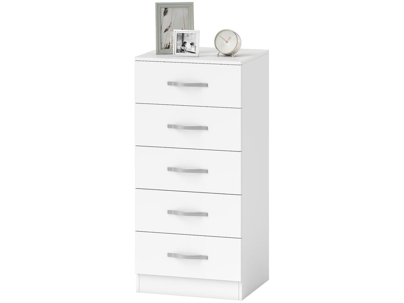  Commode 5 tiroirs en panneau de particules blanc 40 x 35 x 85 cm  - Conforama B