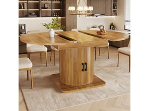 Table de salle à manger extensible,118-158x118x76 cm,avec rangement,mdf,marron foncé
