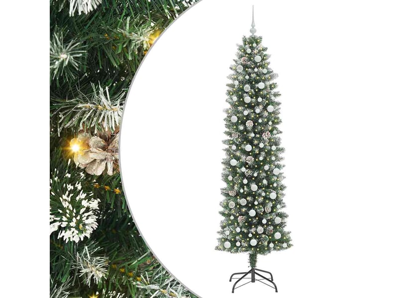 Sapin de noël, arbre de noël artificiel slim vert et blanc 240 cm cf61707 - Conforama A