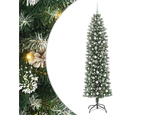 Sapin de noël, arbre de noël artificiel slim vert et blanc 240 cm cf61707