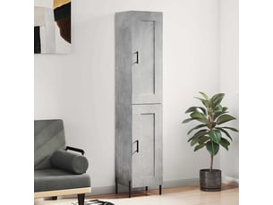 Buffet haut - bahut - meuble de rangement gris béton 34,5x34x180 cm bois d'ingénierie