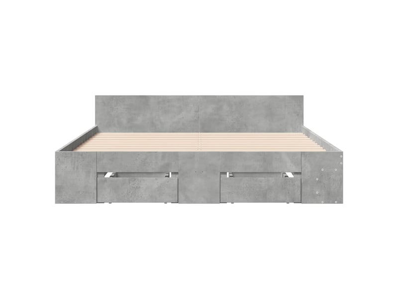  Lit double- lit adulte -  cadre de lit avec tiroirs sans matelas gris béton 160x200 cm  - Conforama C
