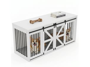 Cage d’intérieur 2 compartiments 160x60x75 cm mdf métal blanc à portes coulissantes