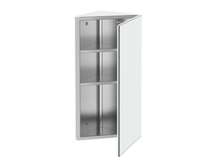 Armoire miroir salle de bain armoire de toilette murale meuble d'angle 2 étagères dim. 30l x 18,4l x 60h cm acier inox.