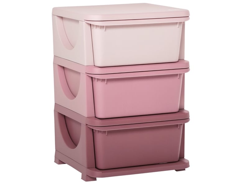 Meuble de rangement jouets enfant 37 x 37 x 56,5 cm – rose – 3 niveaux avec tiroirs amovibles - Conforama A