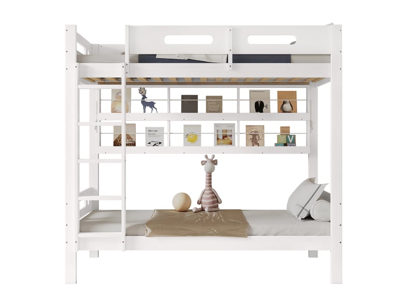  Lit superposé 90x200cm coloris blanc pin et mdf lit enfant blanc - Conforama A