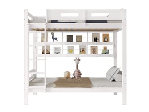 Lit superposé 90x200 cm <strong>MERAX</strong>  <strong>lit enfant blanc</strong> coloris blanc