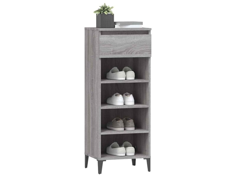  Meuble à chaussures, étagère à chaussures sonoma gris 40x36x105 cm bois ingénierie  - Conforama D