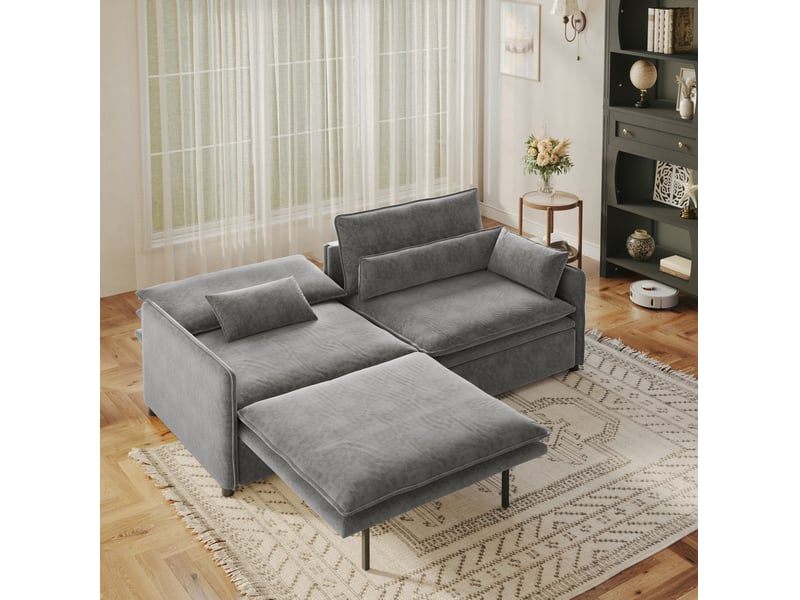 Canapé-lit 3 places 206 x 91 x 86 cm – gris clair – convertible 3-en-1, dossier réglable et rangement intégré - Conforama D