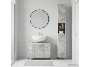 Ensemble de 2 meubles de salle de bain zwolle gris béton cf63237